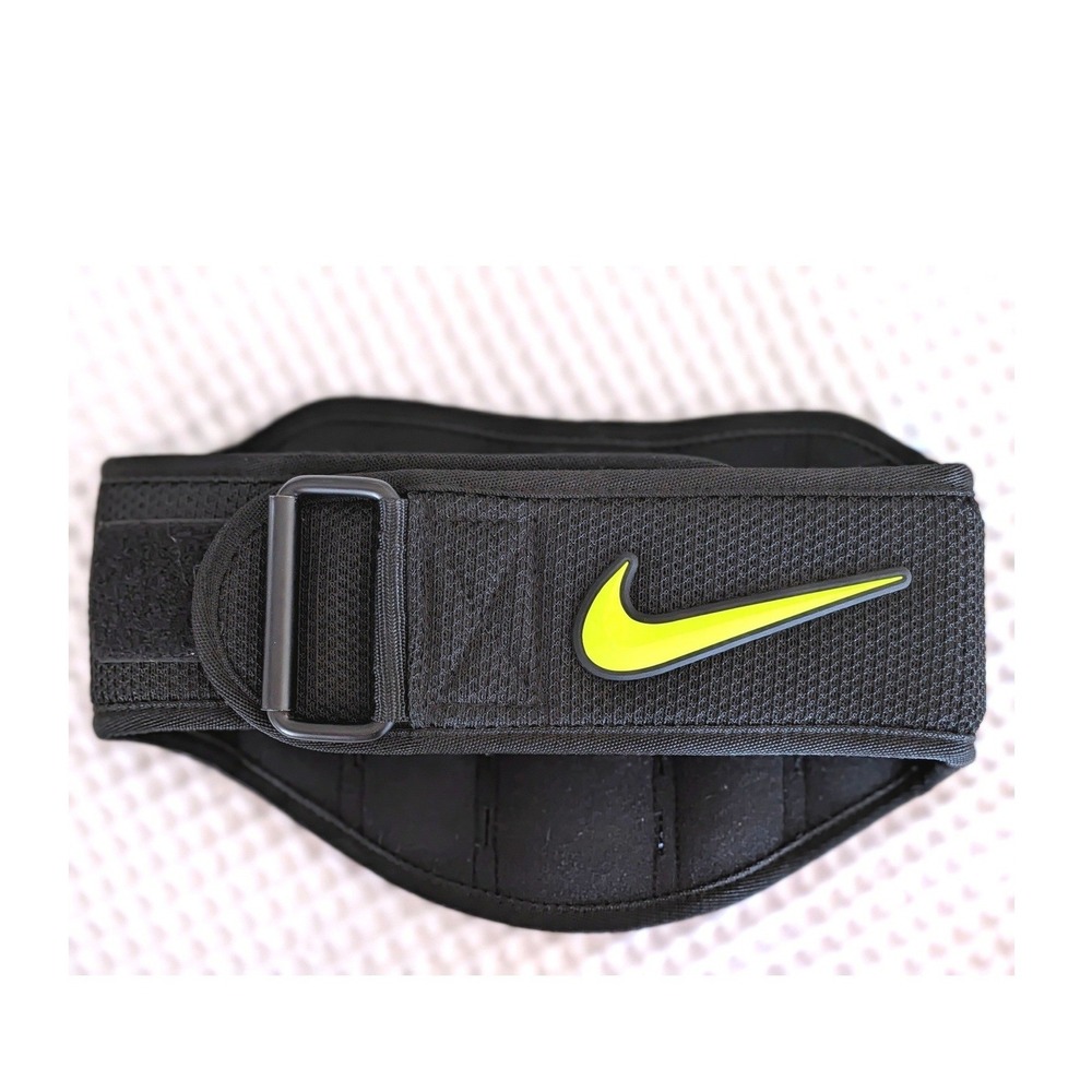 Nike Pro Weightlifting Belt Black Volt Yellow Adjustable Gym Support L